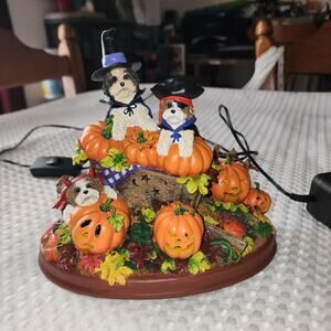 DANBURY MINT PUMPKIN PATCH SHIH TZU LIGHTED HALLOWEEN DECOR